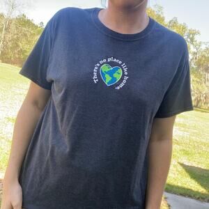 EARTH DAY SHIRT - Charcoal gray unisex tee embroidered size large